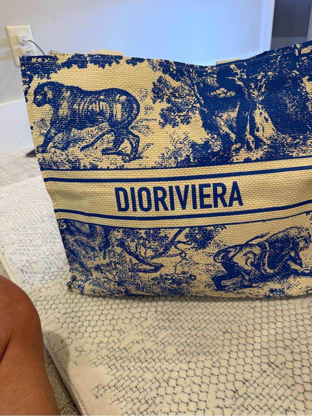 Dior Blue and Natural Toile Canvas Tote - Picture 5 of 9